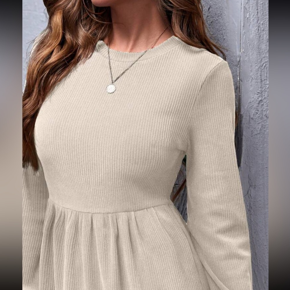 Boho ruffle hem ribbed knit fall  dress - Picture 5 of 5